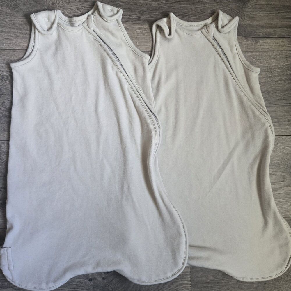 KeaBabies Soothe Sleep Sack Lot of 2 Small Organic Cotton Beige Wearable Blanket